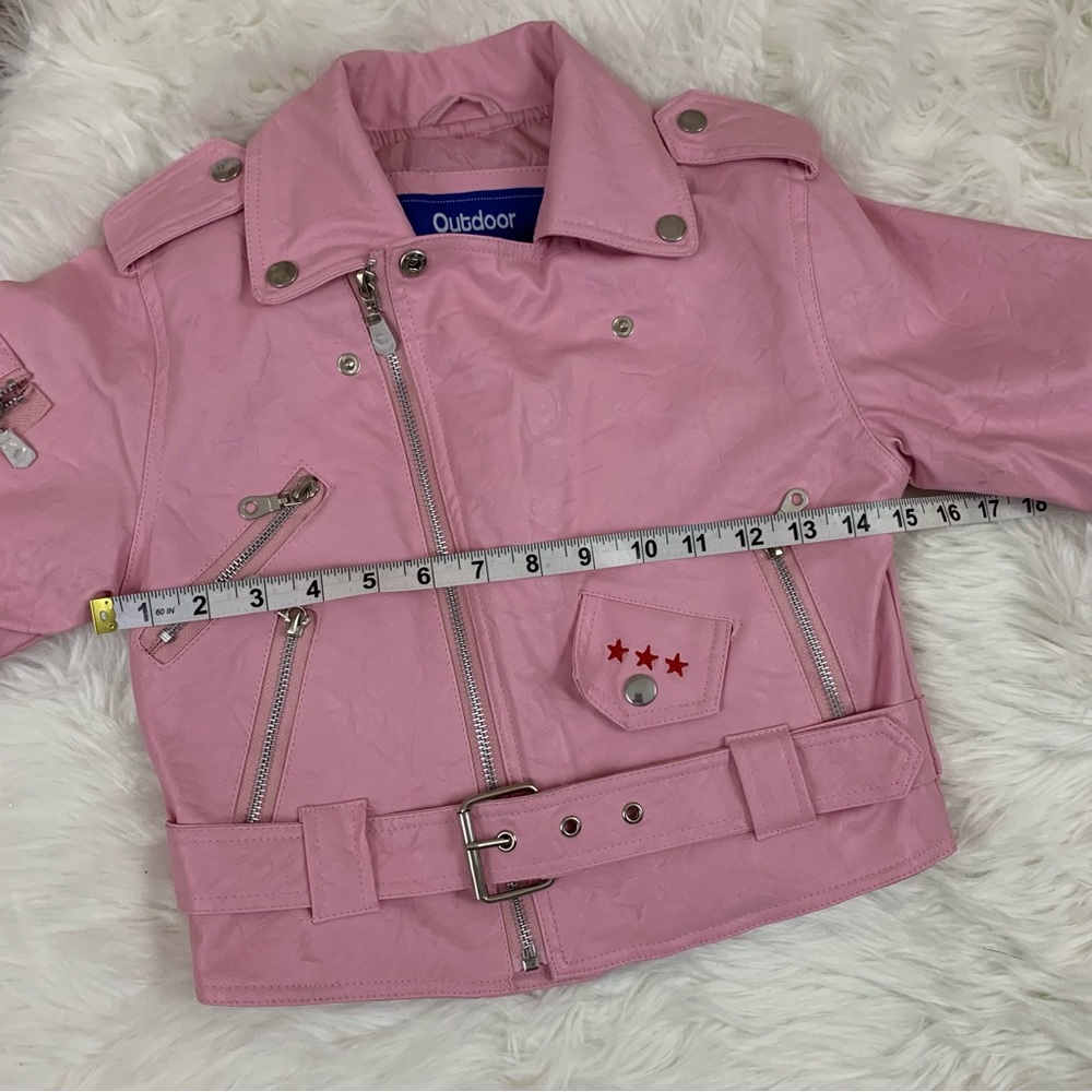 NEW Outdoor Habitat Pink Girls Biker Bomber Leather Jacket - Picture 12 of 13